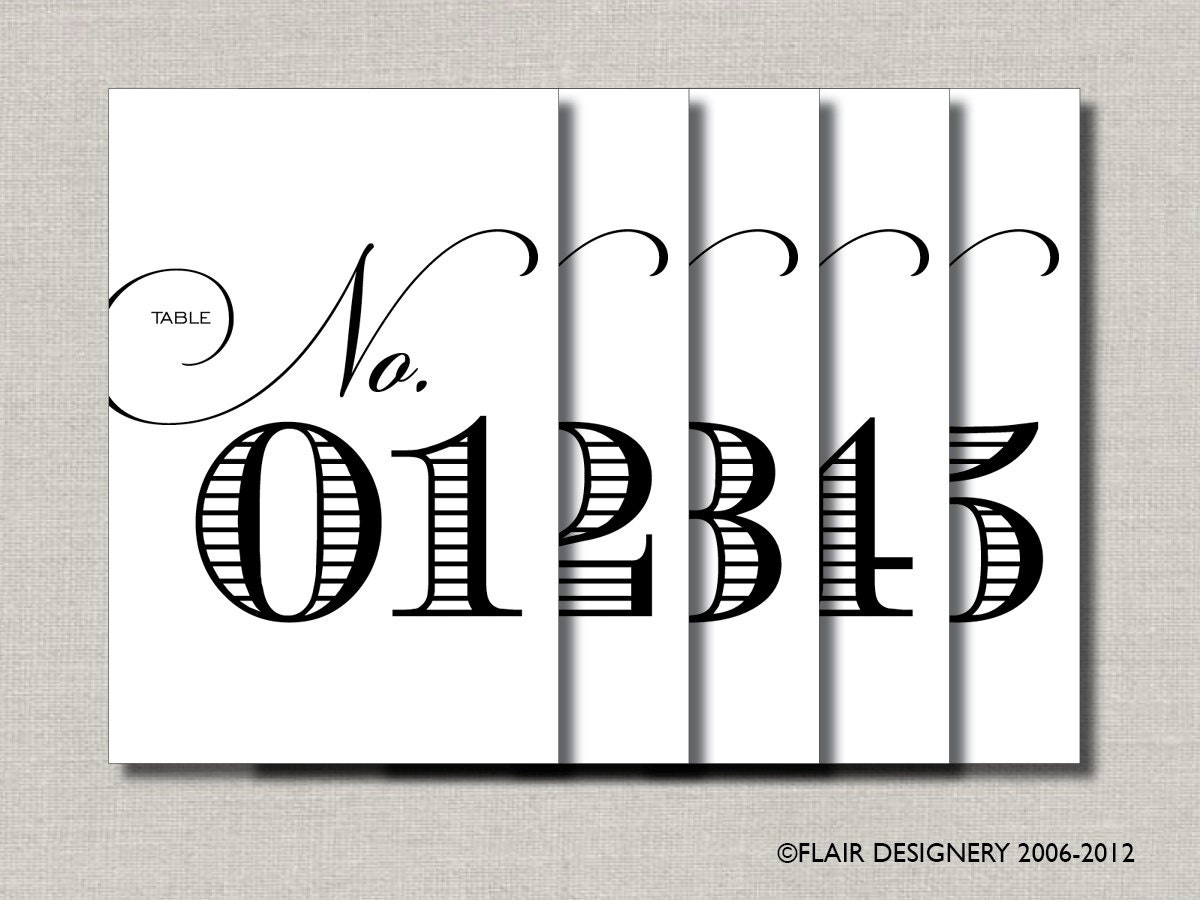 Flair Designery Signature - PRINTED Set of 15 Table Numbers for Weddings, Parties, Events and more - ANY COLOR Il_570xn