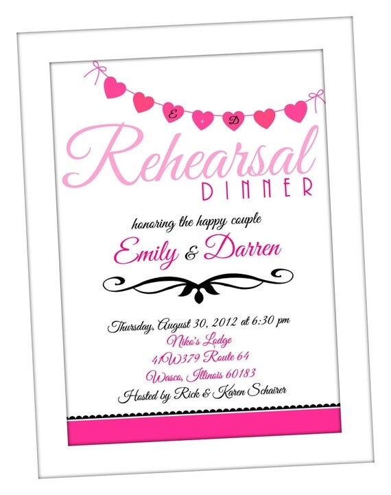 Rehearsal Dinner Invitation - Modern Hearts - Digital File Il_570xn