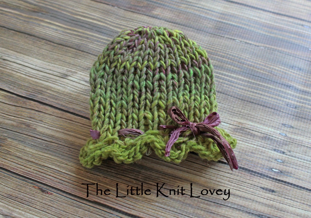 OOAK Wool Knit Hat for Baby, Ready to Ship