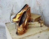 Vintage Bronzed Plated Peep Toe 1940s Shoes Sculpture