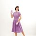 Vintage 1950s Day Dress - 50s Summer Dress - Wisteria and White Polka Dot