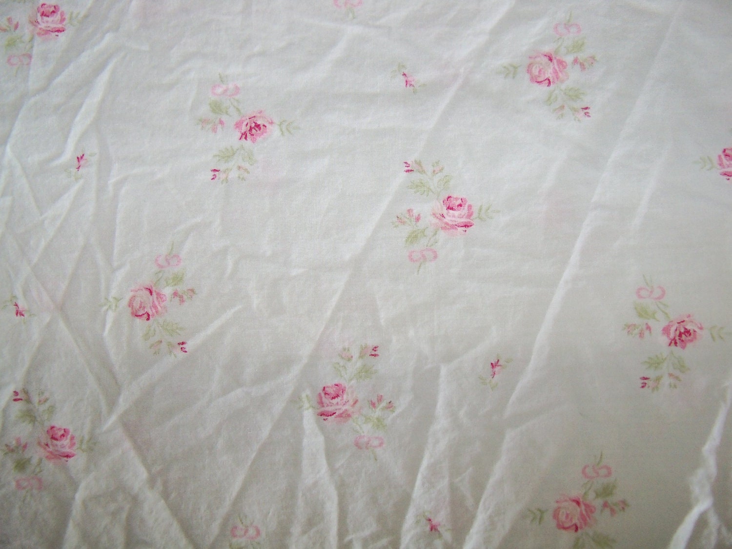 Rachel Ashwell-Pink Roses on Sage-Fabric-1 yard-Shabby Chic-GORGEOUS-Shabby Chic