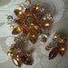 Vintage Signed Beau Jewels Honey Amber Rhinestone Brooch and Earrings Set