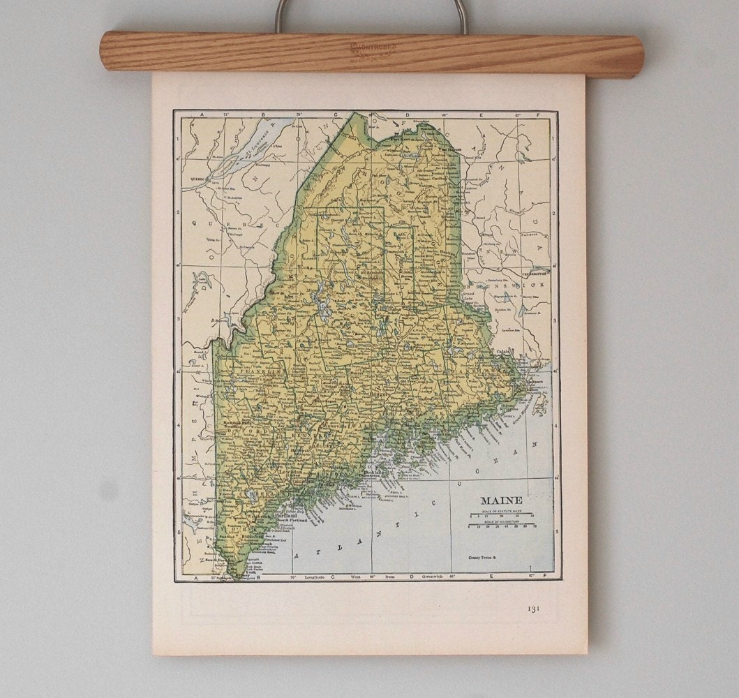 1940s Antique Maps of Maine, Maryland, Delaware and Washington DC