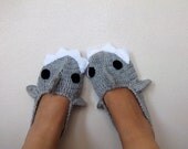 Crochet  Shark slippers,ADULT SIZE, house shoes-Crochet  Booties-Gray booties-animal