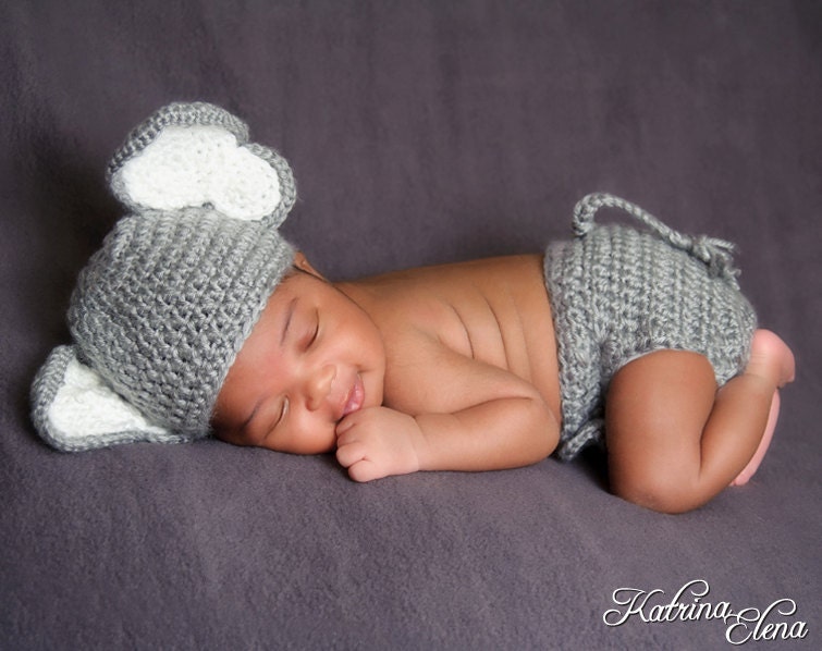 New Item- Baby Elephant Hat and diaper cover.