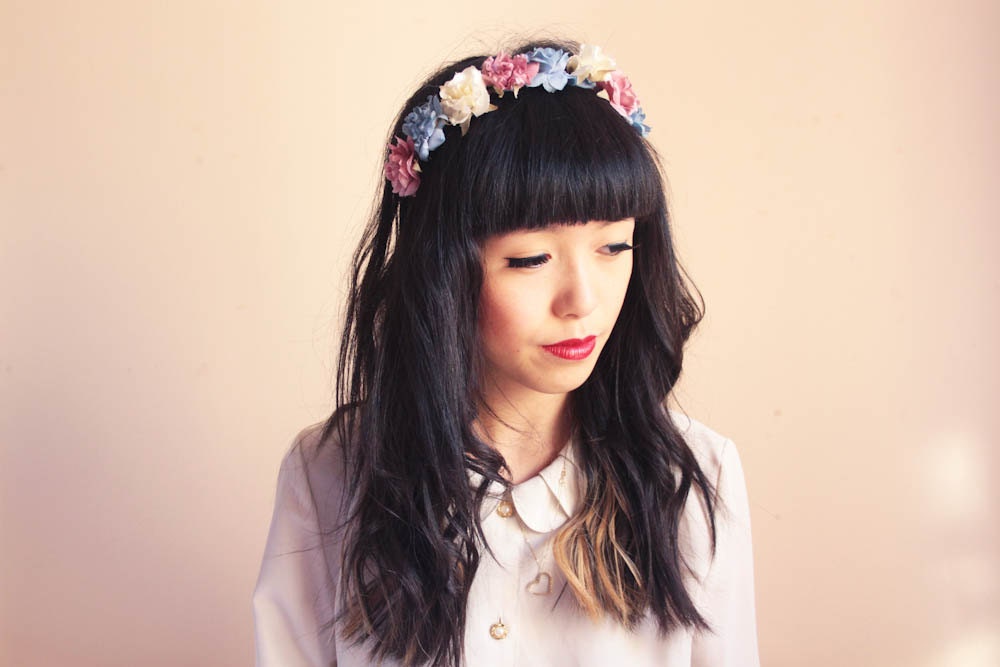 romantic pastel rose headband - dainty, floral headpiece, nature inspired, vintage inspired, rustic rose, love.