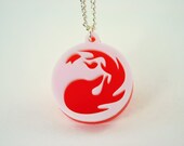 Magic The Gathering Red Mana Symbol Pendant Necklace - Laser Cut Acrylic