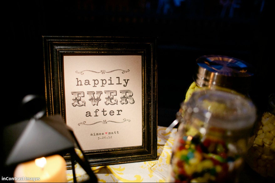 HAPPILY EVER AFTER Rustic Wedding Sign - Personalized 8x10 on Kraft Paper