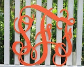 16" Wood cut script monogram -painted