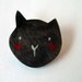 funny black cat head, wooden brooch hand made in Italy