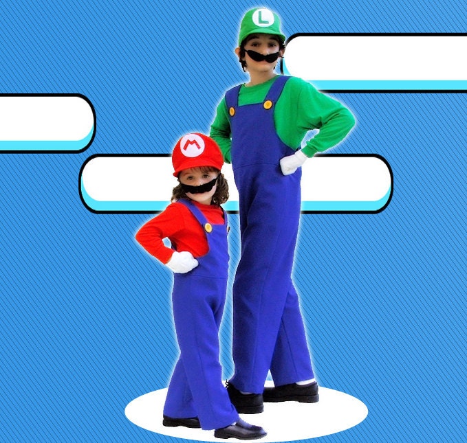 Mario Bros Costume --- Luigi Costume (4 pieces set)