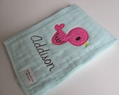 Baby burp cloth - Personalized Bird Applique