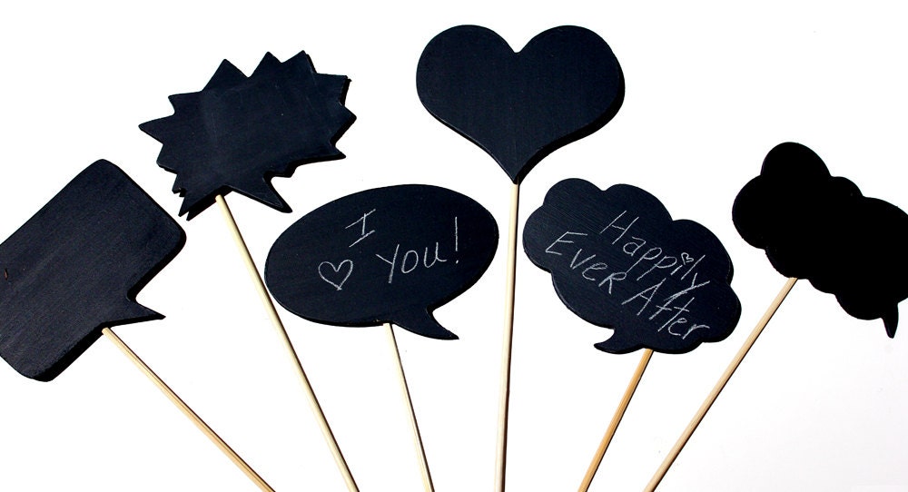 SPECIAL TODAY Chalkboard Speech Bubbles wooden (set of 6) - Photo Booth Props on sticks for photo booth  Extra BONUS included