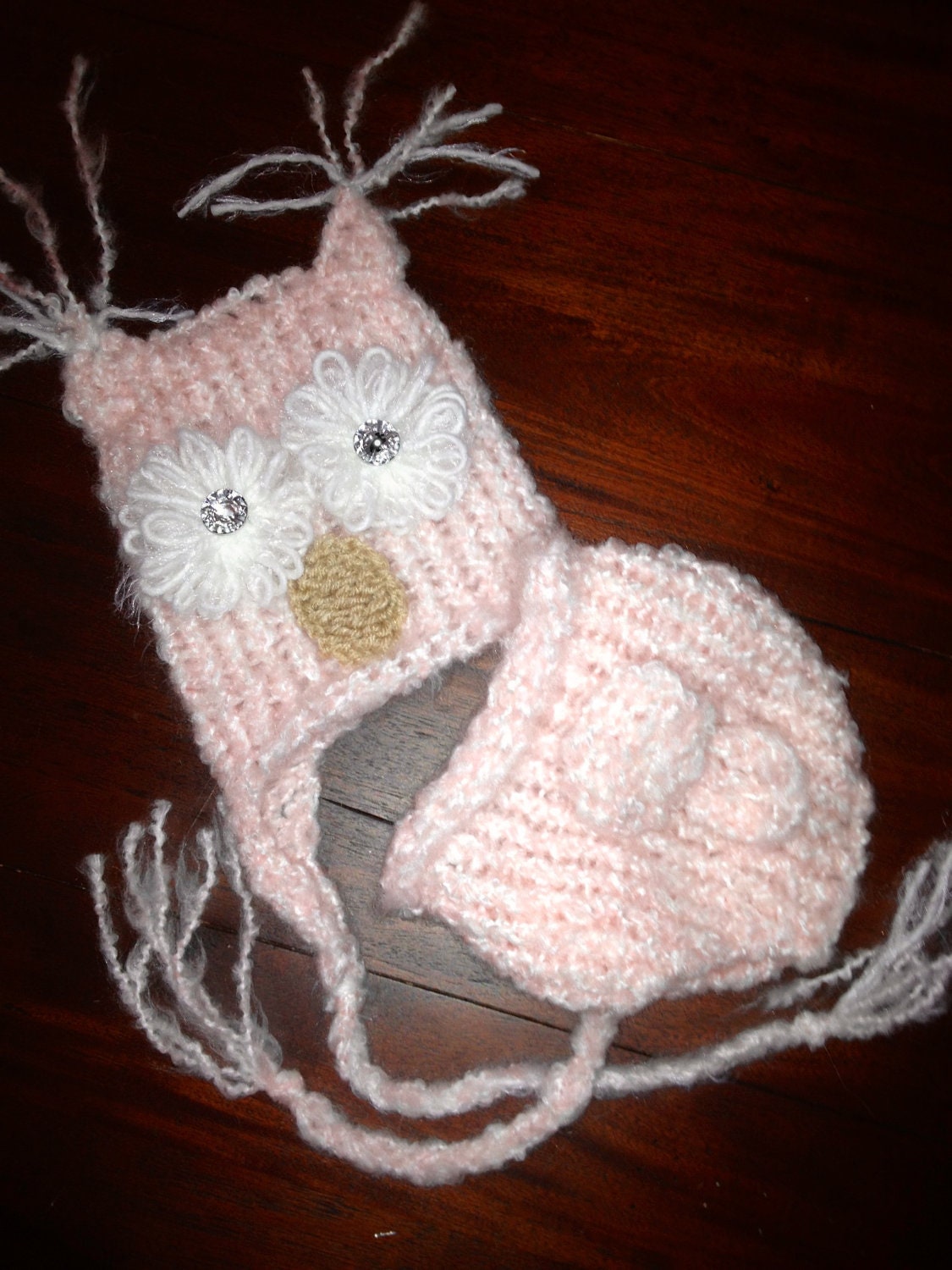 Baby Pink Owl Hat and Diaper Cover Set 0 to 3 Months