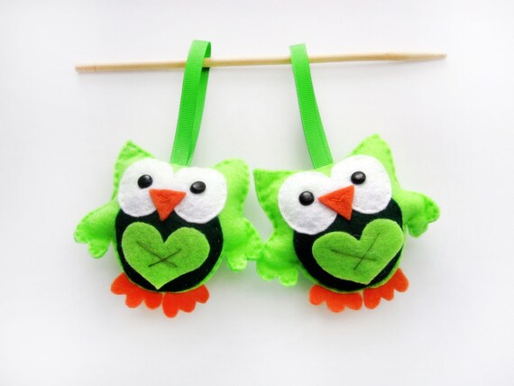 2 Owl Ornaments, Eco-Friendly felt baby owl plush Ornaments A299 Free Shipping Il_570xn