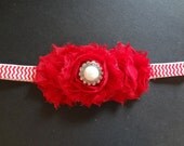 Red Baby Headband. Red Flower Headband, Red Flower Girl Headband, Baby Girls Hair Accessories, Chevron Headband, Baby Hair Accessories