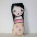 Whimsical art folk art doll polka dots original painting Mixed media art doll soft sculpture - Rebecca