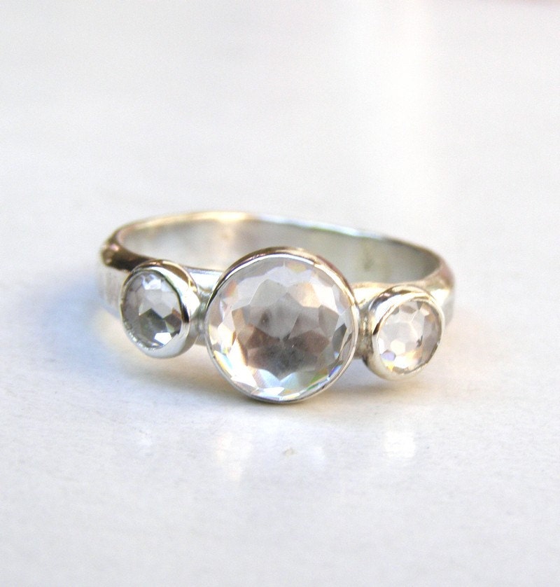 Engagement Ring -Holiday Topaz silver ring - Recycled silver sterling ring Similar diamond stone