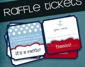Blue Red Sailboat. Printable Diaper or Bring a Book Raffle Tickets by Tipsy Graphics. Any colors and text. Il_170x135