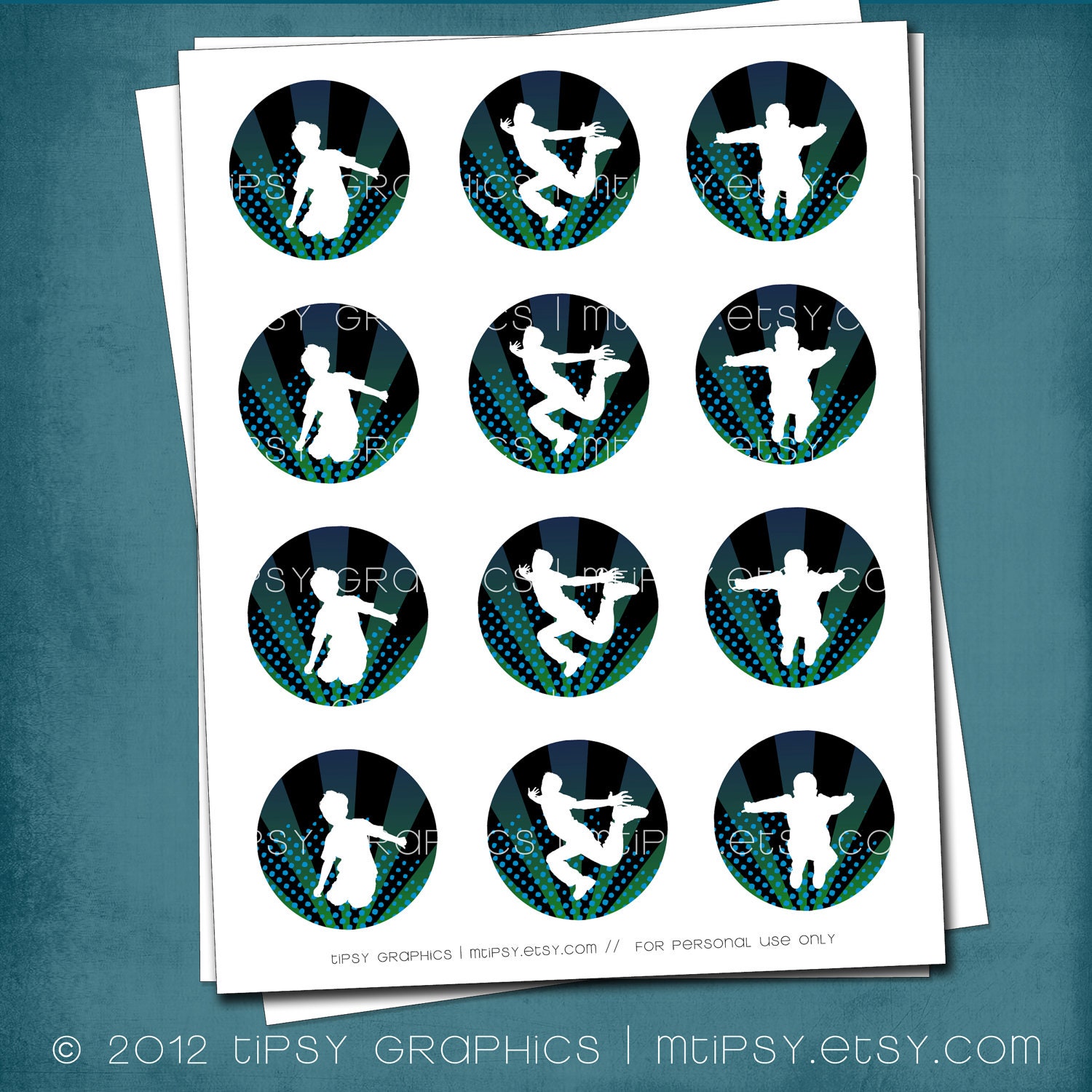 JUMP Trampoline or Bounce House Party Circles by Tipsy Graphics. Printable File. Party Favor Il_570xn