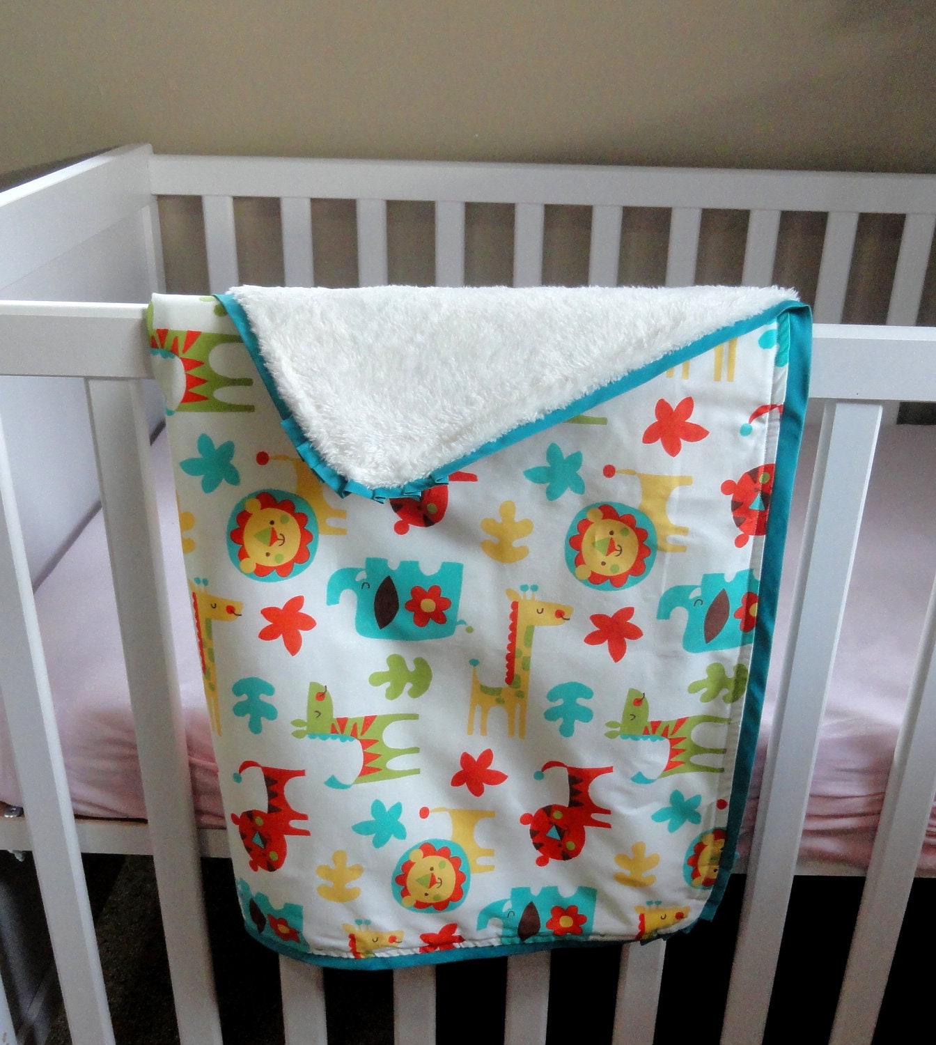 Toddler Minky Blanket . Baby Blanket . Zoo Animals . Its a Jungle in Here