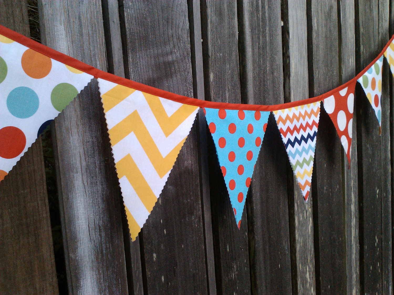 Party Bunting Flags Chevron Giant Dots, Rainbow colors, Turquoise, Red, Yellow Il_570xn