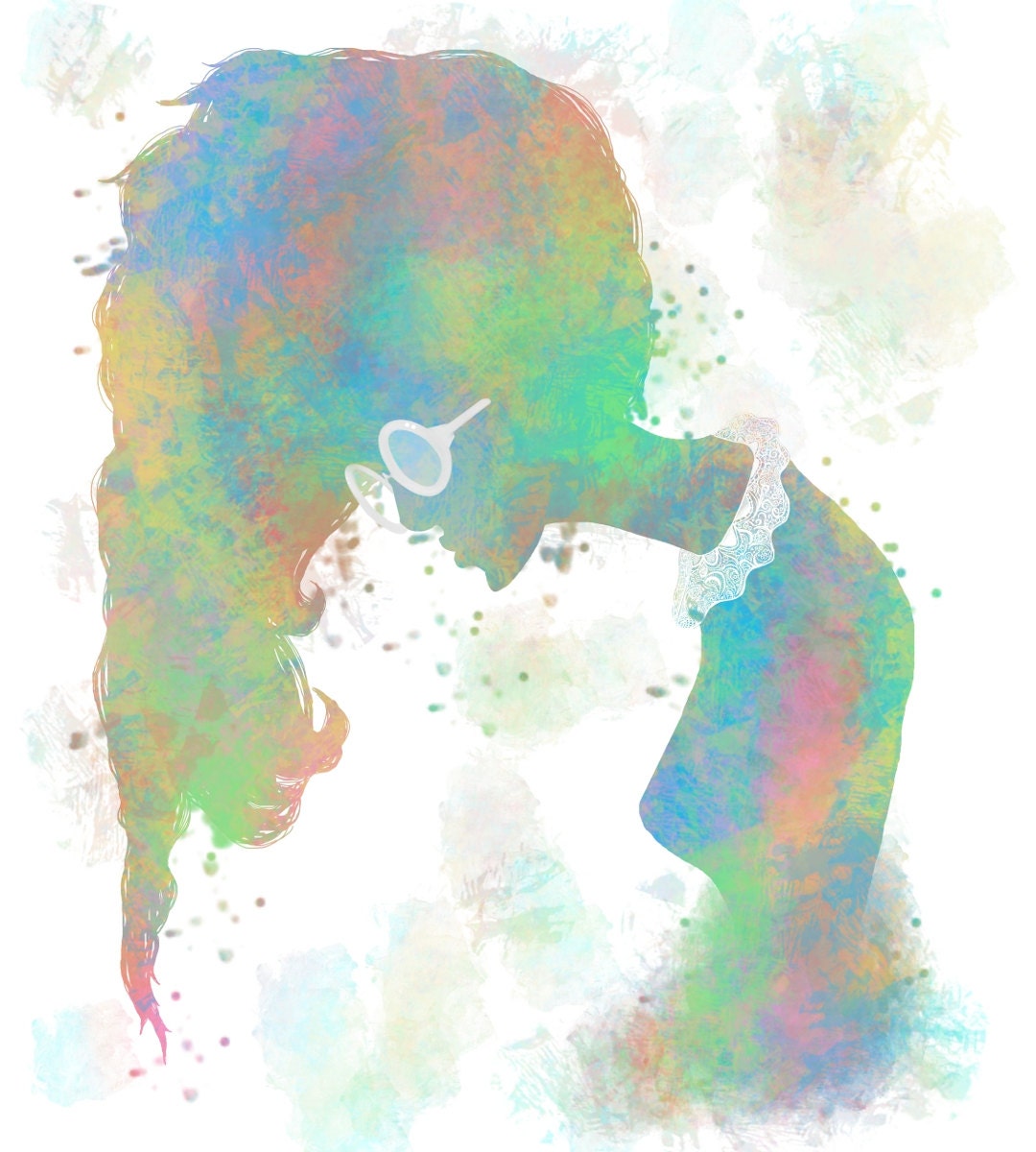 Pastel Silhouette large original fashion art print