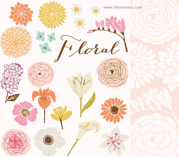 CLIP ART and Photoshop Brushes - Floral - for commercial and personal use