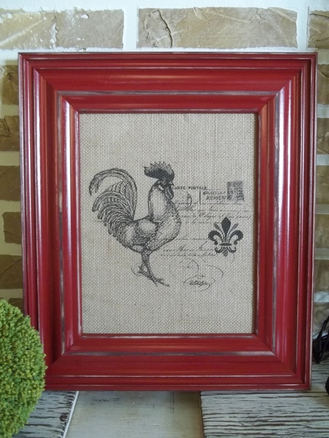 Burlap Print  -  French Rooster - FREE SHIPPING