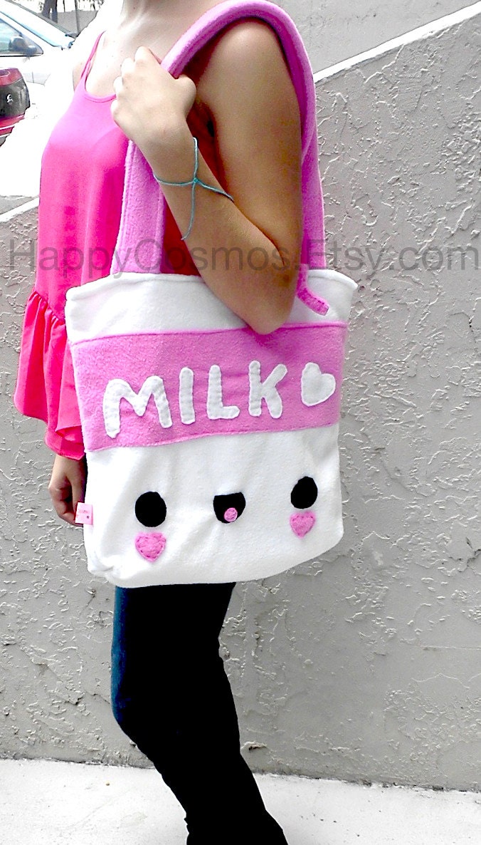 Milk Tote Bag - Cute ,  Kawaii , Back to School