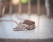 Brown linen and lace tie back Headband