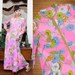Vintage 60s Floral Print Maxi Dress Medium
