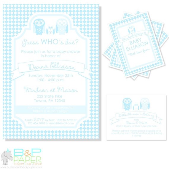 Argyle Owl Baby Shower Invitation Set Il_570xn