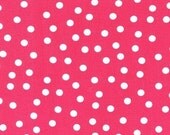 Pink and White Polk Dot Fabric, Robert Kaufman Remix, Polka Dot in Bright Pink, 1 Yard