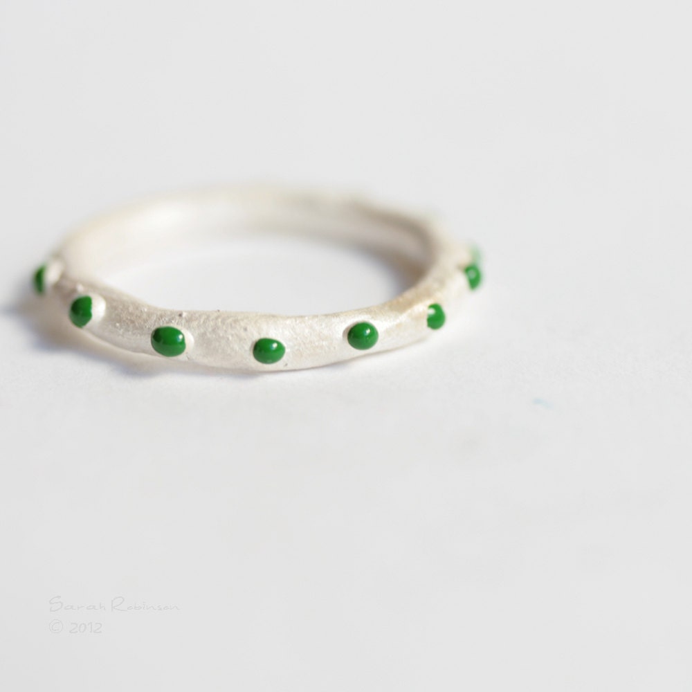 Green Clown Ring Sterling Little Bubbles T15