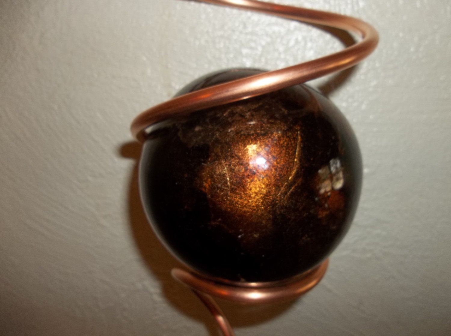 Copper Windspinner Glass Gazing Ball Windspinner Windchime Handmade