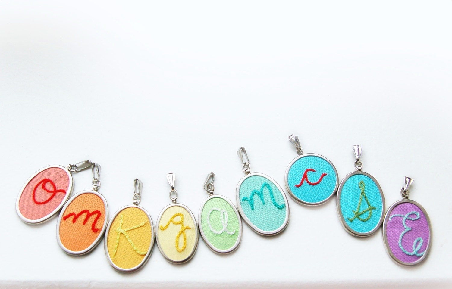 Personalized Embroidered Initial Pendant. NO CHAIN. Custom Made by merriweathercouncil on Etsy.
