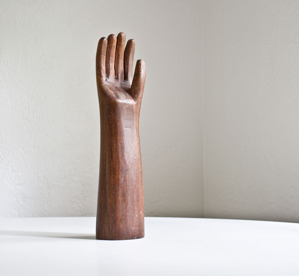 Antique Primitive Wood Glove Form