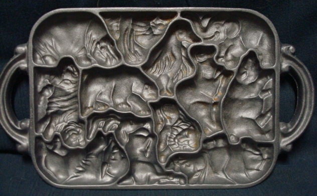 John Wright Cast Iron Animal Puzzle Mold Dated 1984