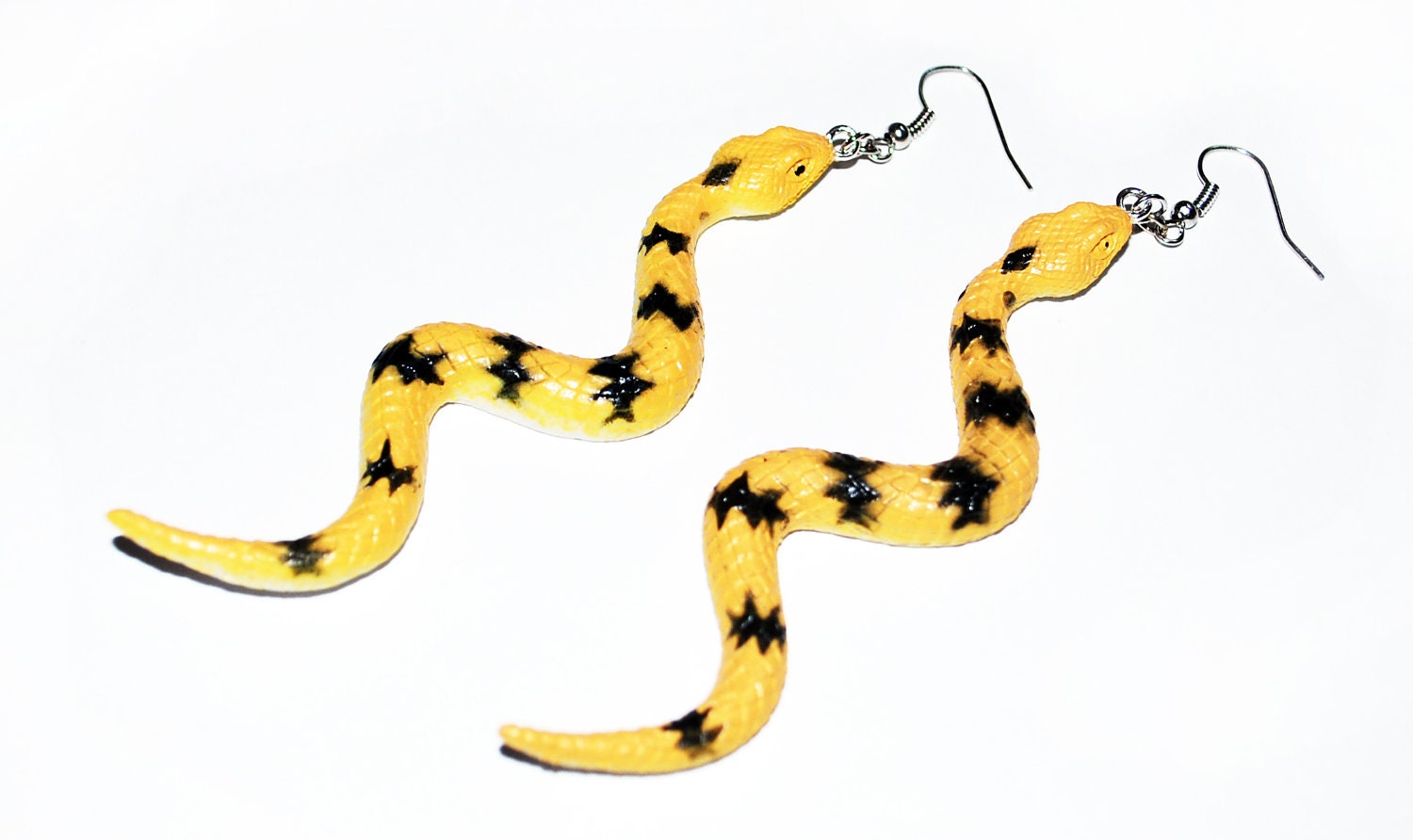 Yellow and Black Snake Earrings
