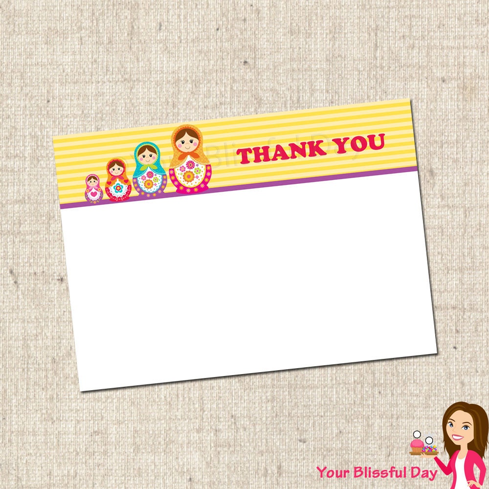 PRINTABLE Matryoshka Doll Thank You Cards Il_570xn