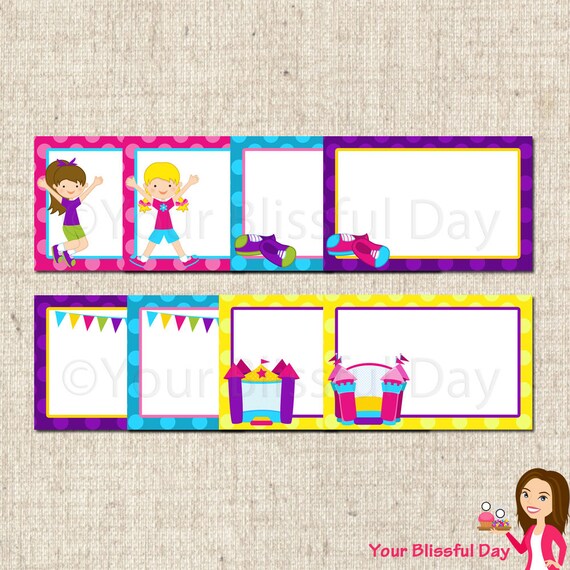 PRINTABLE Girl Bounce House Label Tents (Your choice of girl and bounce house) Il_570xn