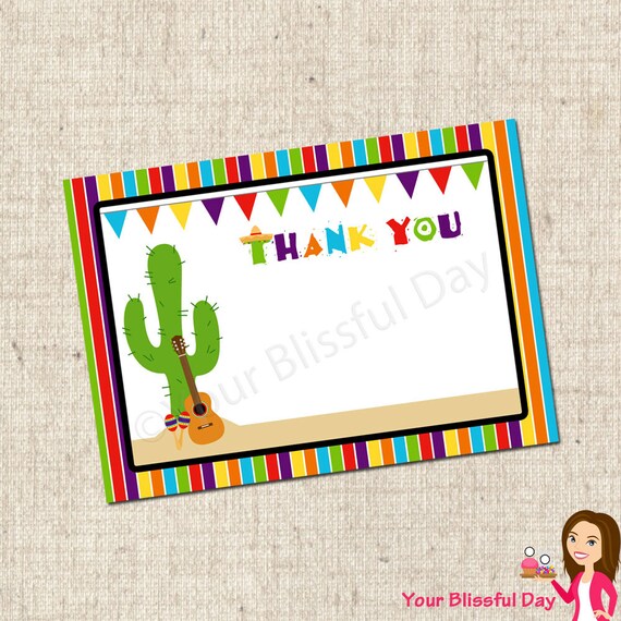 PRINTABLE Fiesta Thank You Cards Il_570xn