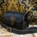 Steampunk goggle case/bag in black leather with antique filigree B008