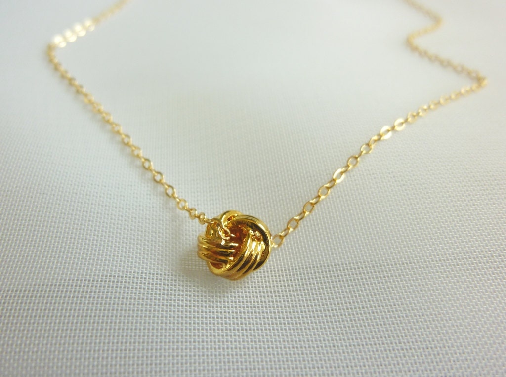 gold love knot necklace-small gold knot necklace-love knot necklace-love knot-simple gold charm necklace-dainty gold charm necklace