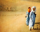 Morocco Art - Sahara desert photo - Fine art photography - 8x8 print - desert landscape - exotic Blue Berber men