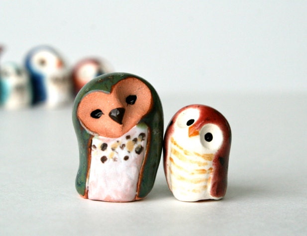 RESERVED for SCHKADEE: 2 Clay Owlery Miniatures