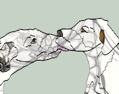 Illustration dogs kissing