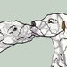 Illustration dogs kissing